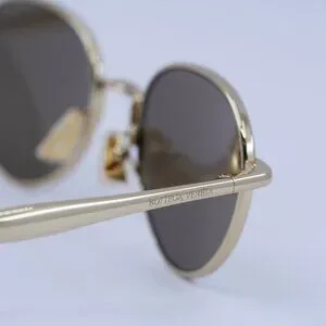 Bottega Veneta BV1396S 002 Sunglasses Gold Round Frame, Grey with Gold Lenses Bottega Veneta BV1396S 002 Sunglasses - US main image 3